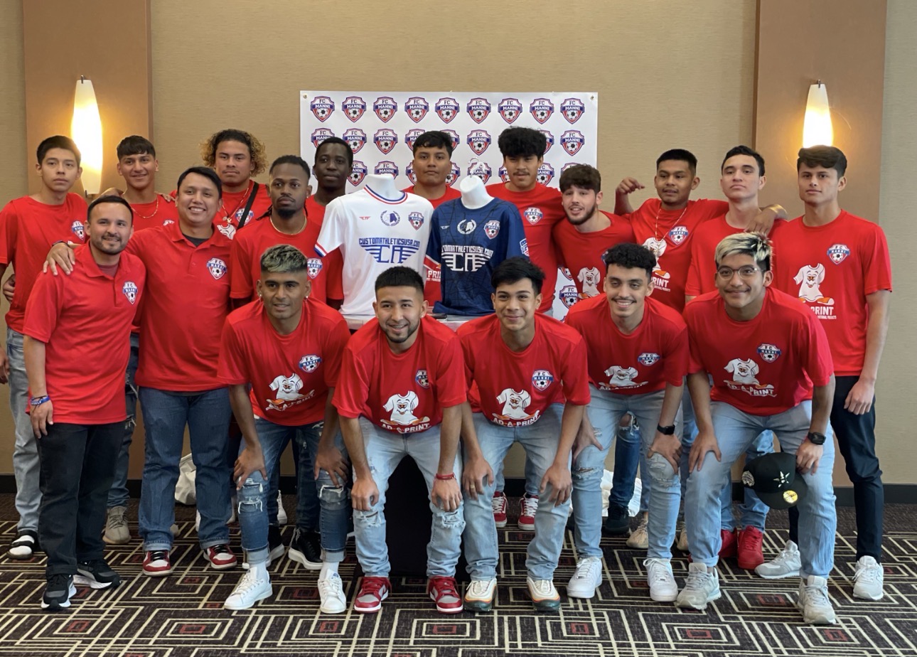 FC MANNI players and team members at a club gathering in Houston, Texas